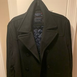 Tommy Hilfiger Men's Addison Wool-Blend Trim Fit Peacoat